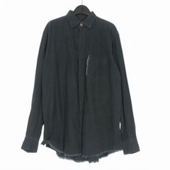 A.F ARTEFACT / ディストレスド リネン 7分袖丈バンドカラーシャツ