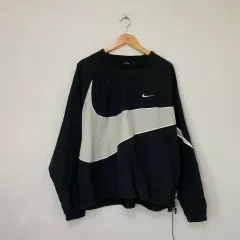 NIKE ビッグスウッシュ スコッチ ロゴ ブラック ウィンドブレーカー 素材 長袖 スウェット 2XL