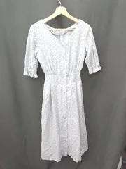 ◇ ⊂◎●未使用● OLIVE des OLIVE 刺繍レースVネック 半袖 ロング ワンピース サイズF ライトブルー レディース E  【1411280049723】