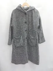 ◇ ⊇ La-gemme ラジェム 千鳥柄 長袖 ロングコート サイズM ブラック レディース E  【1412090002489】のサムネイル
