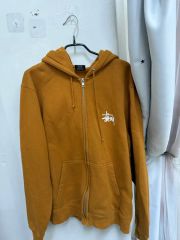 ステューシー ジップパーカー キャメル M ビッグロゴ 美品 キャメル 