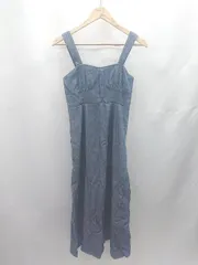 ◇ ⊂ one after another NICE CLAUP コットン100% デニム調 袖なし ロング ワンピース サイズF ブルー系 レディース E  【1412090013348】