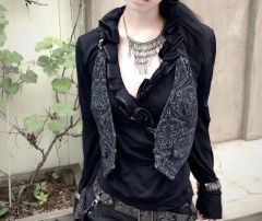 00s Ozz Croce gothic darkcore 刺繍 長袖 シャツ - メルカリ