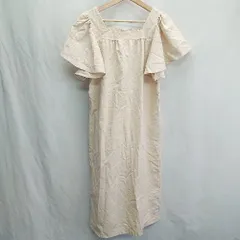 ◇ ⊂ mellowneon メロウネオン 綿麻混合 半袖 ロング ワンピース サイズF ベージュ レディース E  【1412090020742】のサムネイル