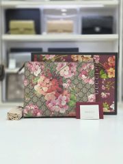 GUCCI ブルームス フラワー クラッチ チェーンショルダーバッグ レッド
