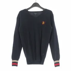 ポールスミスジーンズ Paul Smith JEANS Vネックニット セーター ワッペン ライン 長袖 M ネイビー 紺 299408 国内正規のサムネイル