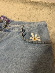 ラブロス・デイジー刺繍・パープル×ブラック系・BAGGY - メルカリ