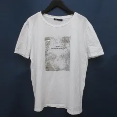 ザラ ZARA 半袖 Tシャツ カットソー L 白系 ホワイト 英字 メタリック プリント