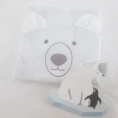 ジェラートピケ gelato pique しろくま ペンギン ポケッタブル エコバッグ ライトグレー系 プリント タグ付