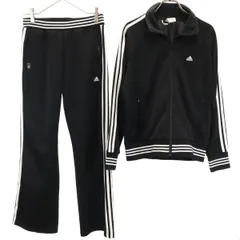 adidas アディダス トラックジャケット 上下 セットアップ L/M ブラック ジャージ レディース 古着