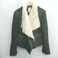 ◇ ⊇ ZARA ザラ ライダース風 長袖 フェイクファーコート サイズEUR L ブラック ベージュ レディース E  【1412260010931】