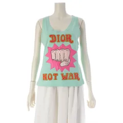 クリスチャンディオール ガリアーノ期 2005 DIOR NOT WAR ロゴ タンクトップ トップス 5E16155080 ライトグリーン 42【中古】のサムネイル