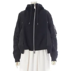 サカイ ナイロンツイル スポンジスウェット ドッキング ジップアップ フーディー スウェット 25-07685 ブラック 2【中古】のサムネイル