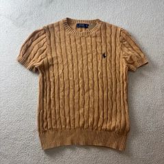 POLO RALPH LAURENベージュ ケーブルニット 半袖セーター - メルカリ