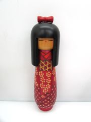 現状品 こけし 女の子 おかっぱ 着物 リボン 高さ：約23.5cm 高見沢