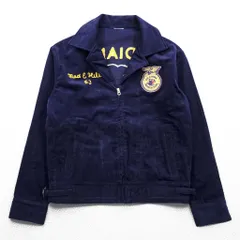 FFA コーデュロイ ワークジャケット ネイビー INDIANA COLOMBIA チェーン刺繍 ジップアップ TALONジップ