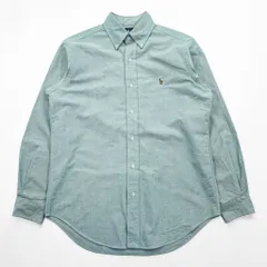 Ralph Lauren 90年代 ヴィンテージ CLASSIC FIT 長袖 ボタンダウンシャツ M ミントグリーン オックスフォード スモールポニー ロゴ 刺繍