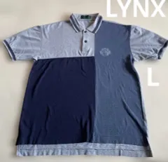 LYNX リンクス ポロシャツ Lサイズ グレー ネイビー クレイジーパターン