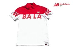 New Balance Golf (Used) METRO Short-Sleeve Mock Neck Shirt with Color Block Big Logo Print, Women's Golf Wear, Size 0, Red x White