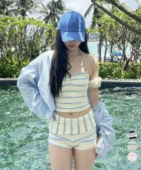 ゆ*ー様 SNIDEL ボーダー柄 ニットビキニ トップ 巾着袋付き - メルカリ