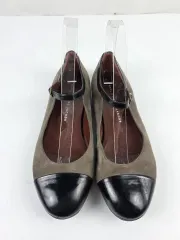 ヴィンテージ風^^MARCJACOBS メリージェーン フラットシューズ ブラック/カーキ