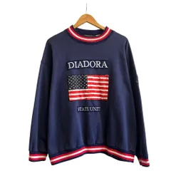 90s イタリア DIADORA ディアドラ スウェット 星条旗 裏地フリース ネイビー SIZE L NO.T509のサムネイル
