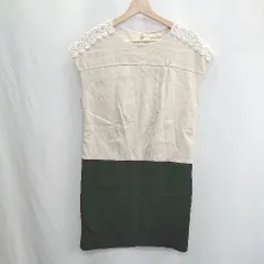 ◇ ⊂ Perle Pêche ペルルペッシュ ノースリーブ 膝丈 ワンピース サイズ38 ベージュ ブラック レディース E  【1501230018913】のサムネイル