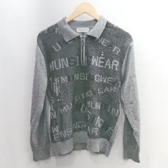 ◇ ⊇ Munsingwear マンシングウェア ニット ジップアップ 長袖 プルオーバー サイズL ブラック グレー メンズ E  【1501230027236】のサムネイル