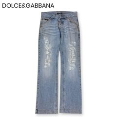 DOLCE&GABBANA パッチワーク ダメージデニムパンツ - メルカリ