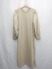 ◇ ⊇ ITEMS URBAN RESEARCH 袖口ギャザー加工 長袖 ロング丈 ワンピース サイズF ベージュ系 レディース E  【1502180037207】のサムネイル