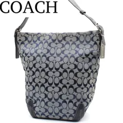 【美品】COACH シグネチャー ワンショルダーバッグ キャンバス ネイビー系