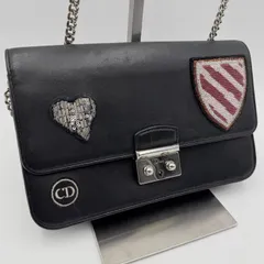 Christian Dior（クリスチャンディオール） MISS DIOR チェーンウォレット ショルダーバッグ ブラック レザー シルバー金具 レディース【中古】