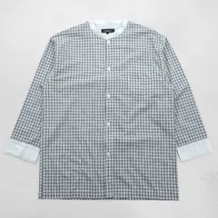 BURBERRY LONDON 90年代 バンドカラー ノバチェックシャツ L ブルー ボックスシルエット 日本製