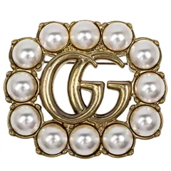 【名東】グッチ GG パール ブローチ 629616 ダブルG アクセサリー 小物のサムネイル