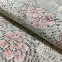 単衣 紬 パステルカラー 花柄 身丈163cm 裄67cm - メルカリ