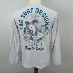 T&C SURF DESIGNS タウンアンドカントリー ロゴプリント 長袖 Tシャツ ビッグロゴ バックプリント 亀 タウカン ブルーグレー 古着 【0493】のサムネイル