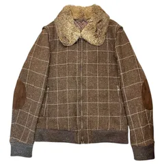 NUMBER (N)INE(ナンバーナイン) 02AW George Period Rabbit Fur Trim Wool Check Short Length Jacket ラビットファー 装飾 ウール チェック ショートレングス ジャケット ボンバーのサムネイル