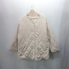 ■ ⊇ JaVa ジャバ ブランドロゴ 長袖 キルトジャケット サイズL ライトベージュ レディース E  【1503050013444】