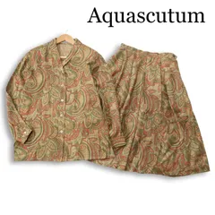 Aquascutum アクアスキュータム 通年★ シルク ペイズリー 高級 セットアップ Sz.シャツ9　スカート11 レディースのサムネイル