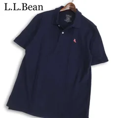 L.L.Bean エルエルビーン 春夏★ 半袖 鹿の子 ビーンブーツ刺繍 ロゴ刺繍 ポロシャツ Sz.L メンズ 紺