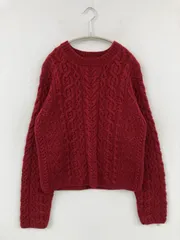Abercrombie & Fitch アバクロンビーアンドフィッチ ニット/セーター M レッド ウール・ニット 無地 ショート丈 クルーネック(丸首) 長袖 レディース