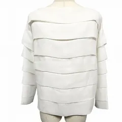 【新品/訳アリ】[印象NB] JUNKO SHIMADA ジュンコシマダ プルオーバーシャツ / ブラウス レディース 40 ホワイト オフホワイト 白系 ポリエステル100% やや薄手 無地 長袖 少し透け感 ボートネック 切り返し生地 ボックスカット 筒袖のサムネイル