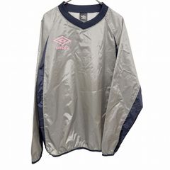 【中古】[印象AB] UMBRO アンブロ プルオーバーシャツ / ゲームシャツ / スポーツシャツ メンズ L ネイビー ネイビー×ベージュグレー系×ピンク 紺×ベージュグレー系×ピンク ナイロン100% ワンポイント 長袖 古着 ラグランスリーブ Vネック