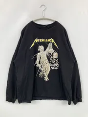 METALLICA メタリカ Tシャツ/カットソー 3L ブラック 前面プリント バックプリント ブランドロゴ ミドル丈 長袖 クルーネック(丸首) メンズ レディース