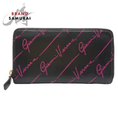美品 VERSACE ヴェルサーチ ブラック ピンク レザー 長財布 ロングウォレット レディース 506628【中古】のサムネイル