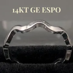 12号 14KT GE 彫金 バンドリング ホワイトゴールド 米国ヴィンテージ ESPO メンズ レディースのサムネイル