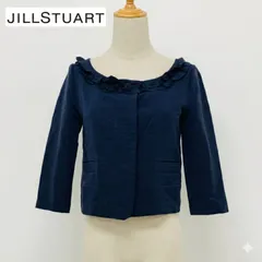 JILLSTUART ジルスチュアート ノーカラージャケット ボレロ ネイビー S クロップド丈 七分袖 日本製 #K040-15のサムネイル