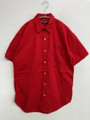 RALPH LAUREN SPORT ラルフローレンスポーツ シャツ/ブラウス L レッド コットン 無地 ワンポイント ブランドロゴ ロング丈 半袖 レギュラーカラー メンズ