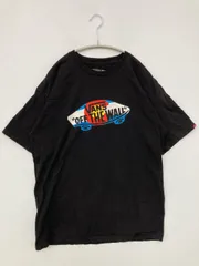 VANS バンズ Tシャツ/カットソー L ブラック 前面プリント バックプリント ブランドロゴ ミドル丈 半袖 クルーネック(丸首) メンズ レディース