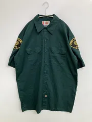 Dickies ディッキーズ シャツ/ブラウス X-LARGE グリーン コットン 無地 ワンポイント 刺繍 ミドル丈 半袖 レギュラーカラー メンズ